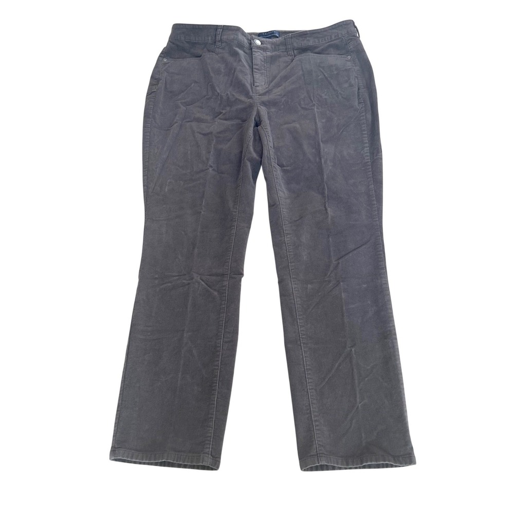 Talbots Corduroy‎ Pants Womens 16W Gray Cotton Stretch High Waist Straight Leg